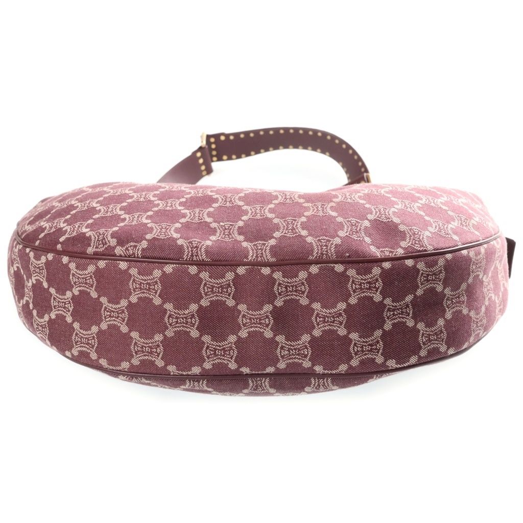 Celine Macadam Shoulder Bag Wine Red Bordeaux Leather Canvas Gold — view 4