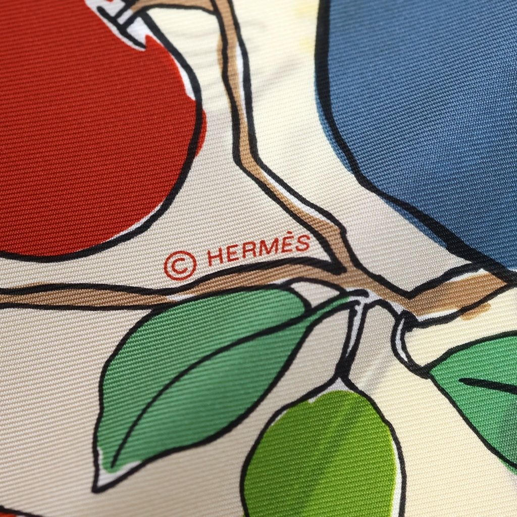 Hermes Carre 90 le Pommier Sellier Scarf Silk White Pink — view 5