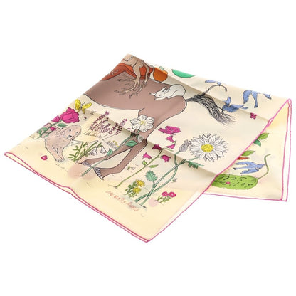Hermes Carre 90 le Pommier Sellier Scarf Silk White Pink