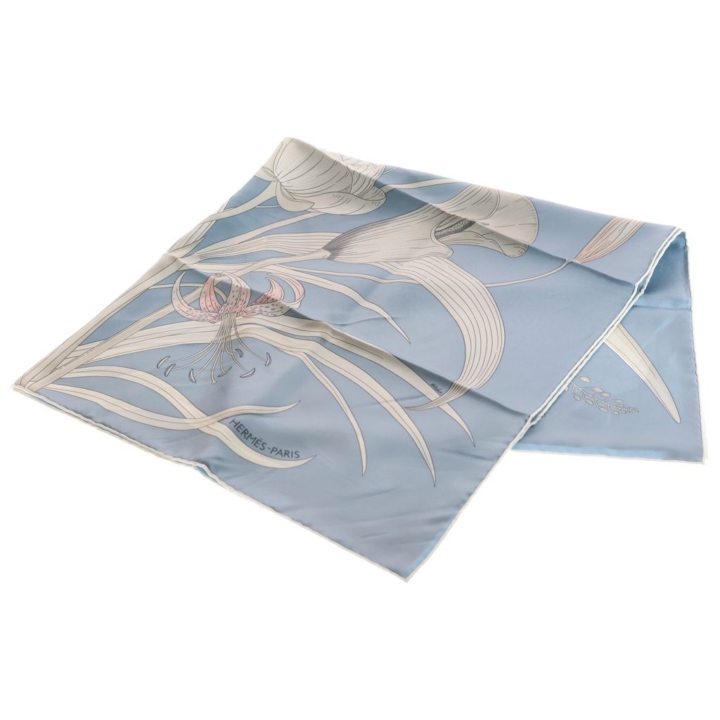 Hermes Carre 90 Bouquet Final the Last Buquefinal Silk Blue Jean Rosepearl Scarf