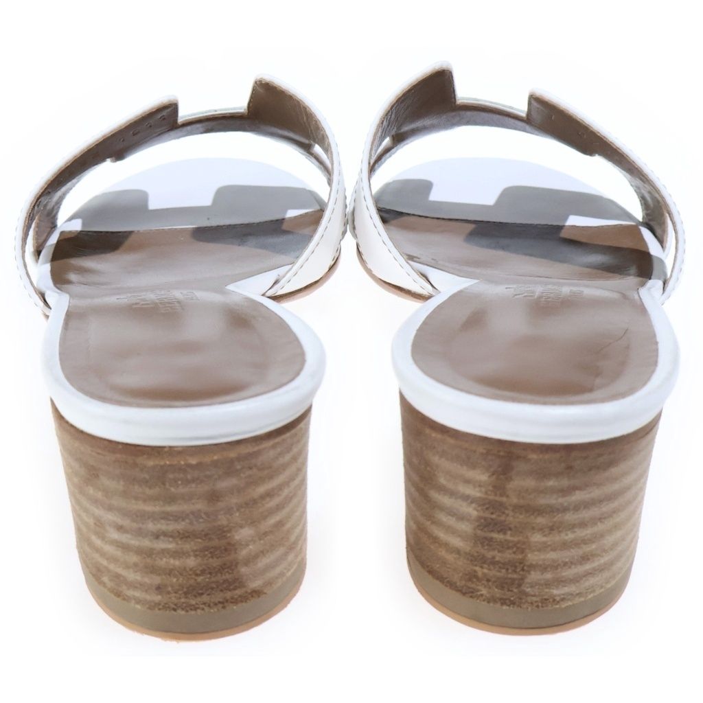 Hermes Oasis Sandals H Logo Leather White — view 3