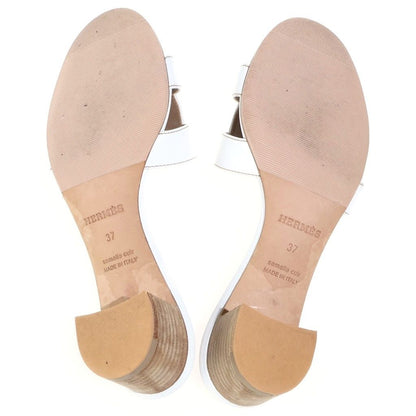 Hermes Oasis Sandals H Logo Leather White — view 5