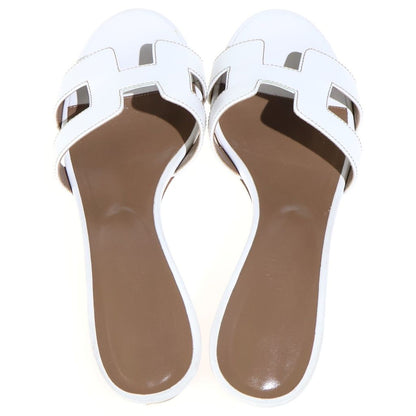 Hermes Oasis Sandals H Logo Leather White — view 4