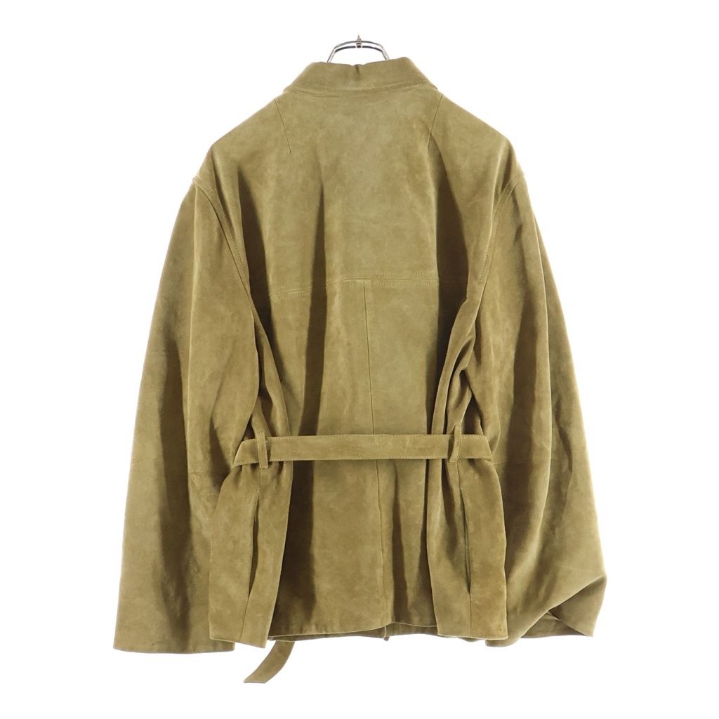 Miu Miu Leather Jacket Suede Embossed Logo Wax Button Up Brown — view 2