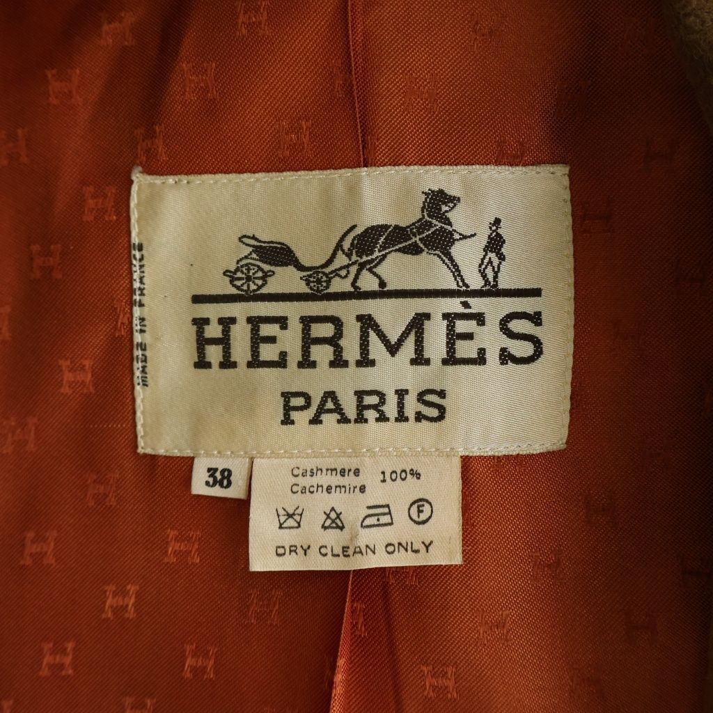 Hermes Cashmere Double Long Coat Brown 38 — view 8