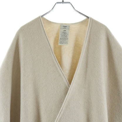 Fendi Reversible Wool and Cashmere Poncho Cape FF Monogram Beige — view 3