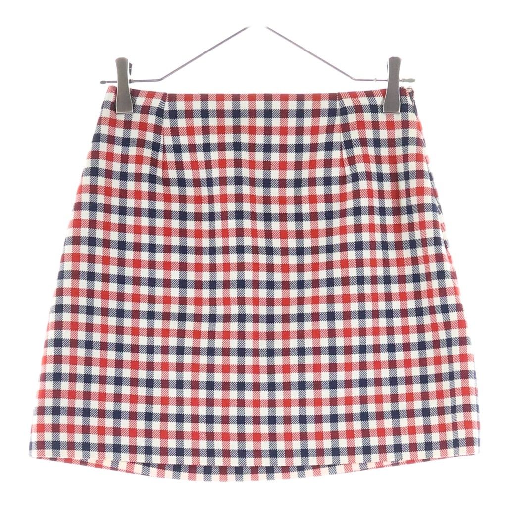 Dior Plaid Silk Wool Skirt White Red