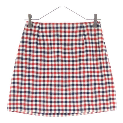 Dior Plaid Silk Wool Skirt White Red