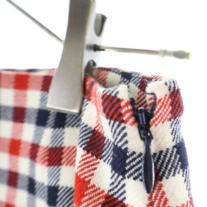 Dior Plaid Silk Wool Skirt White Red — view 6