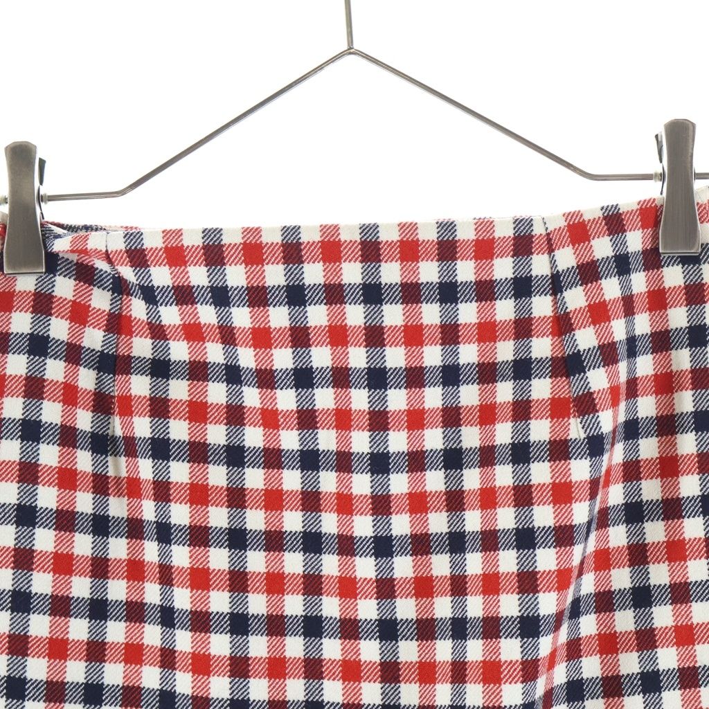 Dior Plaid Silk Wool Skirt White Red — view 4