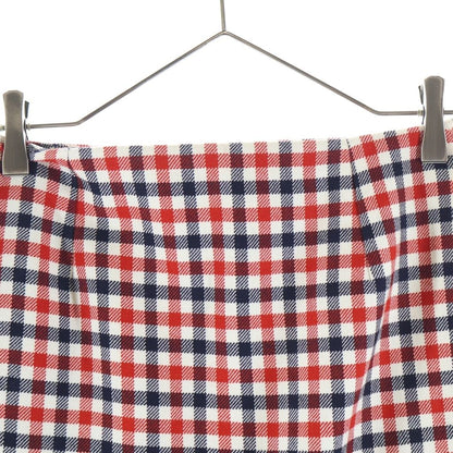 Dior Plaid Silk Wool Skirt White Red — view 4
