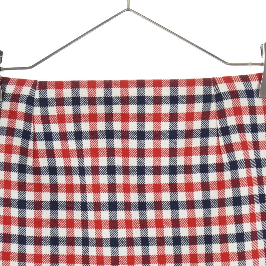 Dior Plaid Silk Wool Skirt White Red — view 3