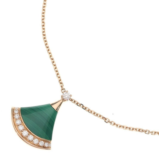 Bvlgari Diva's Dream Malachite Pave Diamond Necklace Pink Gold