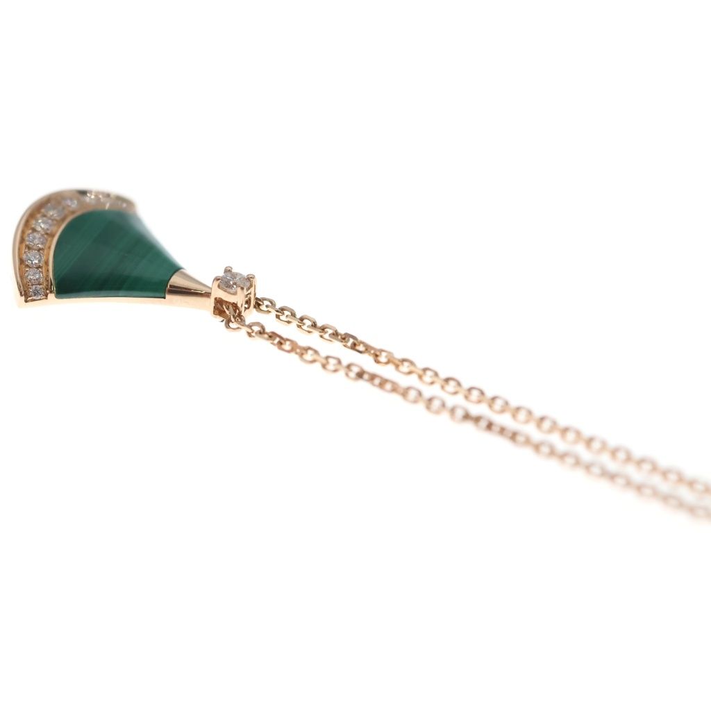 Bvlgari Diva's Dream Malachite Pave Diamond Necklace Pink Gold — view 5