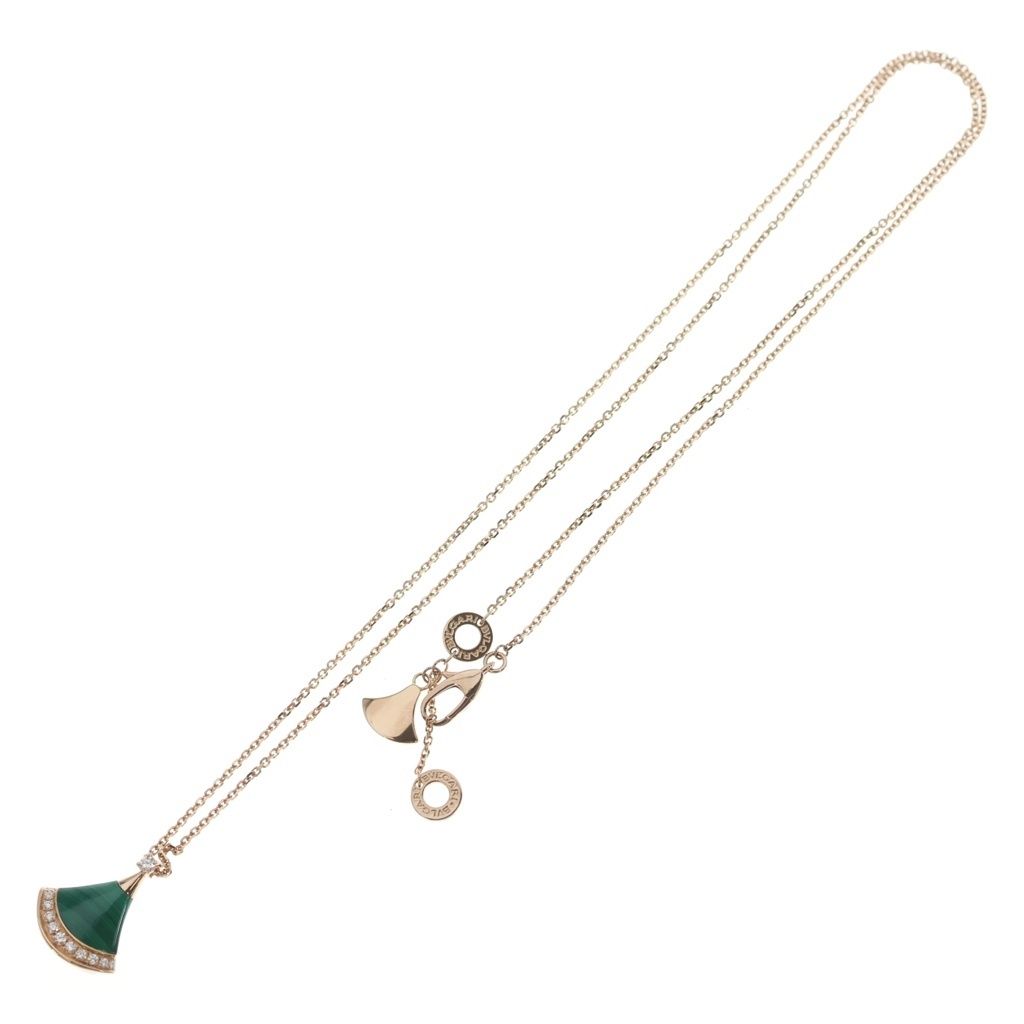 Bvlgari Diva's Dream Malachite Pave Diamond Necklace Pink Gold — view 2