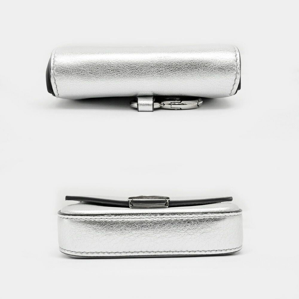 Fendi Nano Bucket Charm Mini Shoulder Bag Silver Pouch 2-Way Chain — view 5