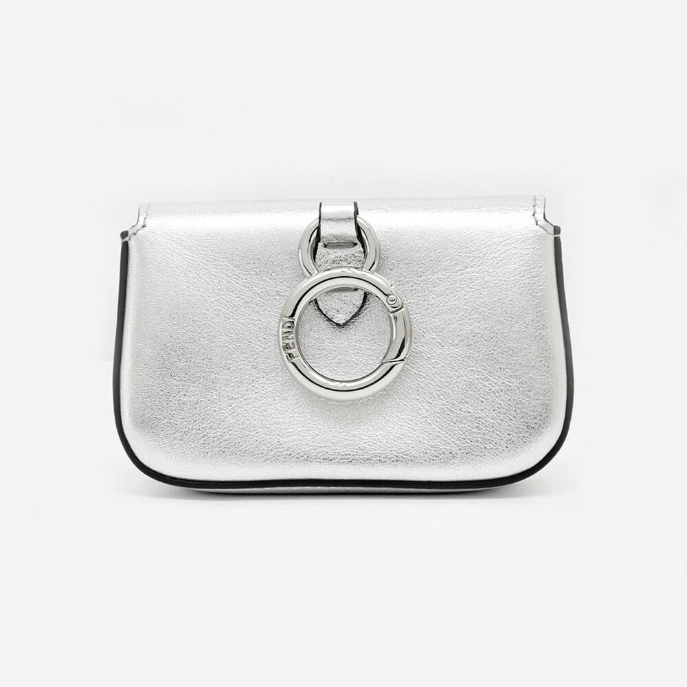 Fendi Nano Bucket Charm Mini Shoulder Bag Silver Pouch 2-Way Chain — view 3
