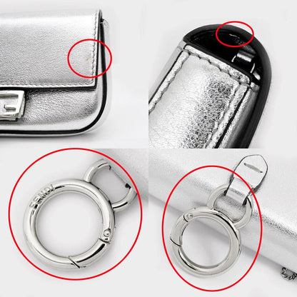 Fendi Nano Bucket Charm Mini Shoulder Bag Silver Pouch 2-Way Chain — view 6