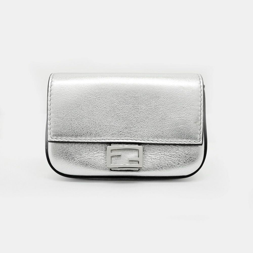Fendi Nano Bucket Charm Mini Shoulder Bag Silver Pouch 2-Way Chain — view 2