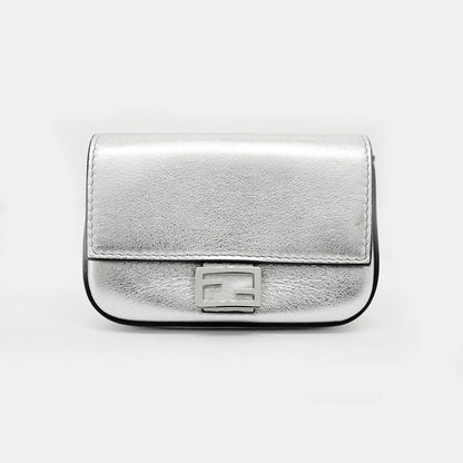 Fendi Nano Bucket Charm Mini Shoulder Bag Silver Pouch 2-Way Chain — view 2