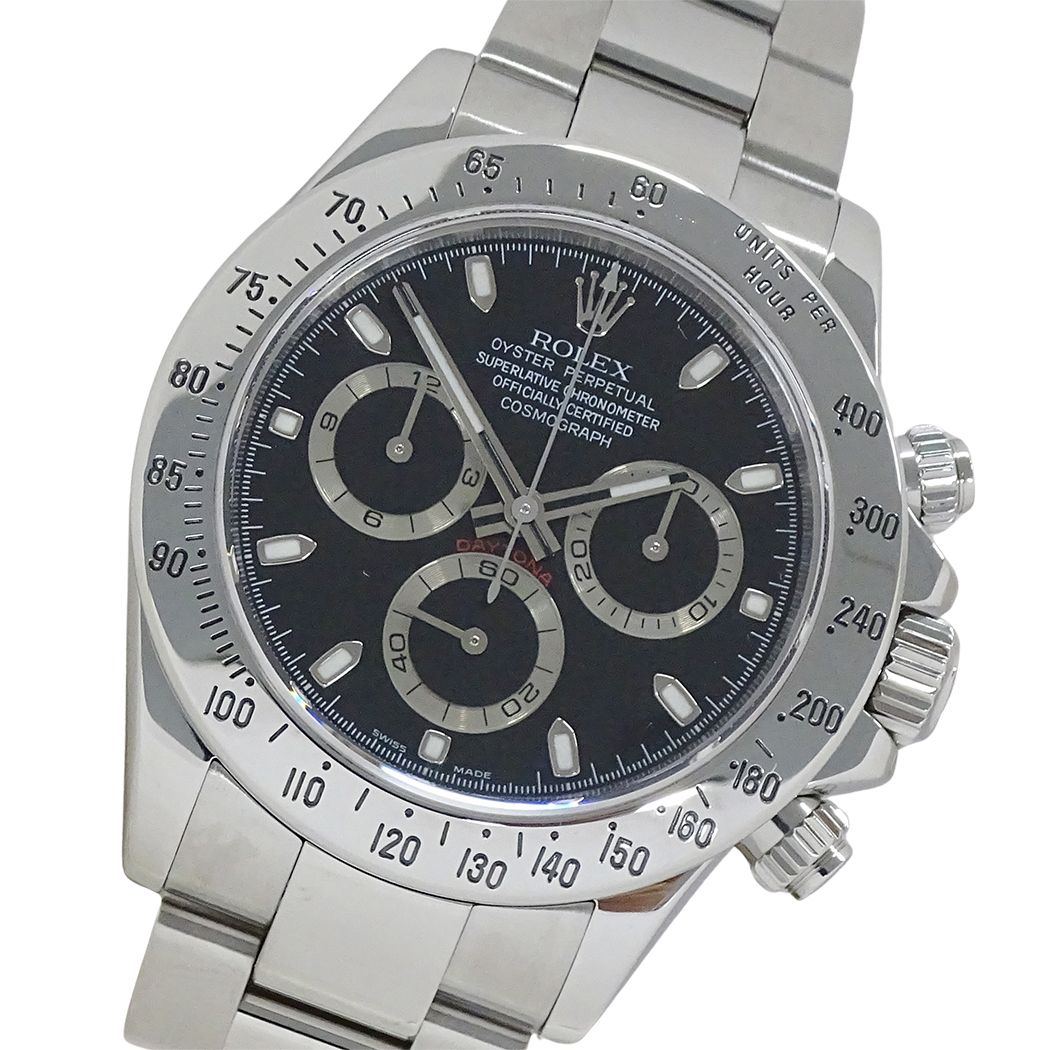 Rolex Cosmograph Daytona Watch Automatic Stainless Steel Silver Black