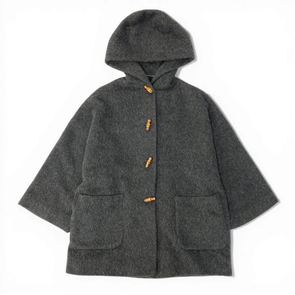 Gucci Vintage Gucci Bamboo Overcoat Hoodie Coat Gray