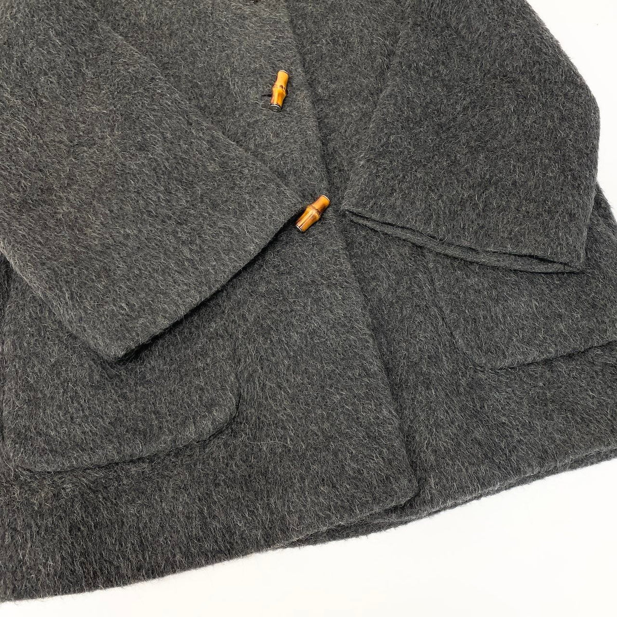 Gucci Vintage Gucci Bamboo Overcoat Hoodie Coat Gray — view 5