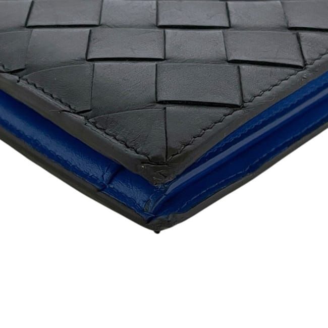 Bottega Veneta Bifold Wallet Intrecciato Leather Black Blue — view 8