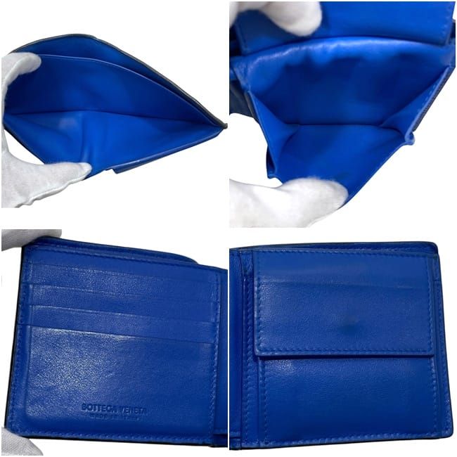 Bottega Veneta Bifold Wallet Intrecciato Leather Black Blue — view 4