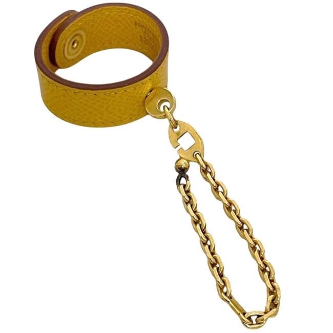 Hermes Glove Holder Nomad Leather Courchevel Jaune Yellow Gloves Bag Charm — view 8