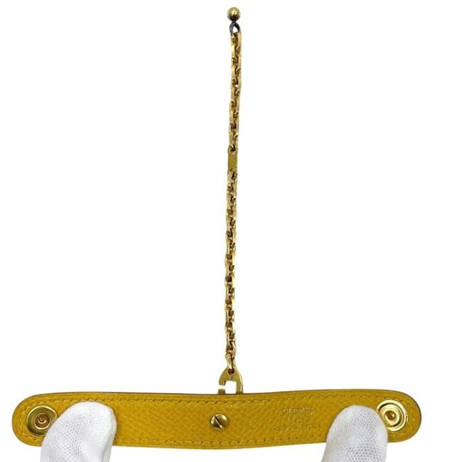 Hermes Glove Holder Nomad Leather Courchevel Jaune Yellow Gloves Bag Charm — view 3