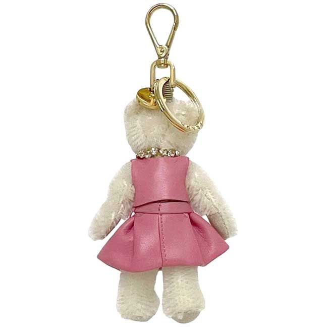 Prada Charm Teddy Bag Polyester Leather Bianco White Pink Key — view 2