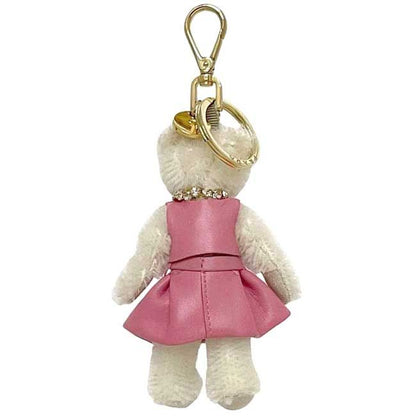 Prada Charm Teddy Bag Polyester Leather Bianco White Pink Key — view 2
