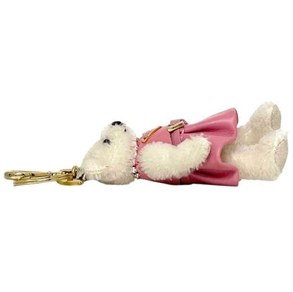 Prada Charm Teddy Bag Polyester Leather Bianco White Pink Key — view 3