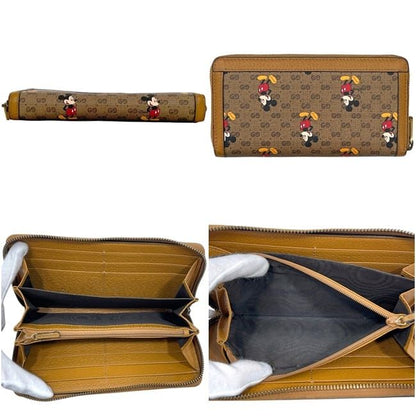 Gucci Zip Around Wallet Disney Hwubm Leather GG Supreme Ebony Beige Mickey — view 2