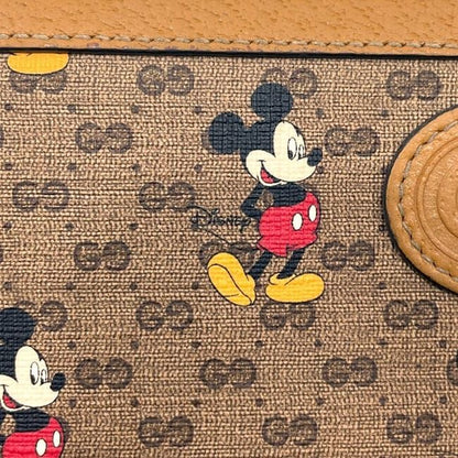 Gucci Zip Around Wallet Disney Hwubm Leather GG Supreme Ebony Beige Mickey — view 8