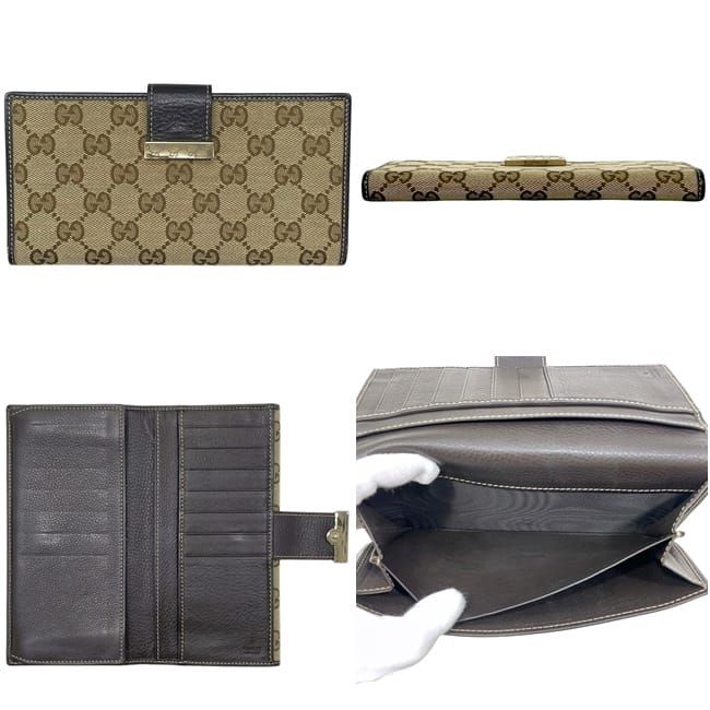 Gucci Bifold Wallet Canvas Leather Beige Brown — view 2
