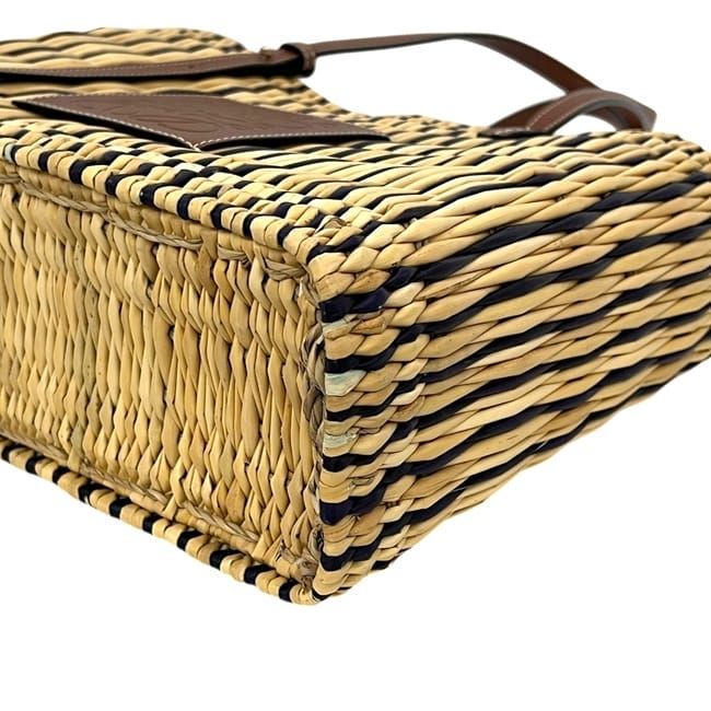 Loewe Tote Bag Square Basket Anagram Raffia Leather Beige — view 7