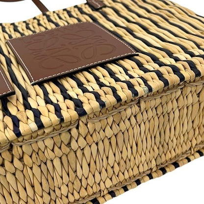 Loewe Tote Bag Square Basket Anagram Raffia Leather Beige — view 8