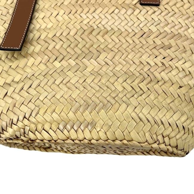 Loewe Basket Bag Medium Anagram 327.02 Raffia Palm Leaf Calfskin Natural Tan — view 7
