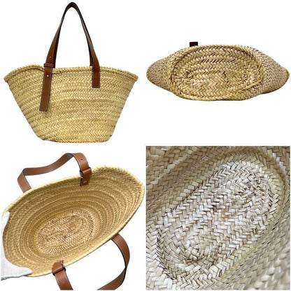 Loewe Basket Bag Medium Anagram 327.02 Raffia Palm Leaf Calfskin Natural Tan — view 3