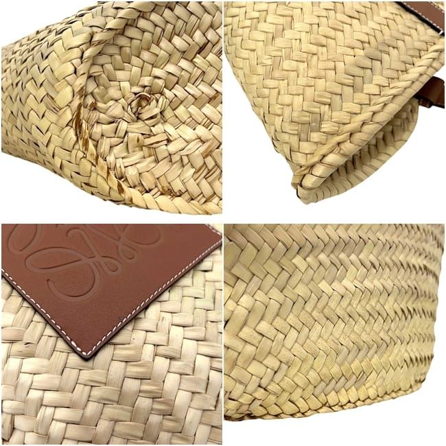 Loewe Basket Bag Medium Anagram 327.02 Raffia Palm Leaf Calfskin Natural Tan — view 5