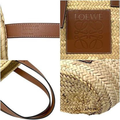 Loewe Basket Bag Medium Anagram 327.02 Raffia Palm Leaf Calfskin Natural Tan — view 4