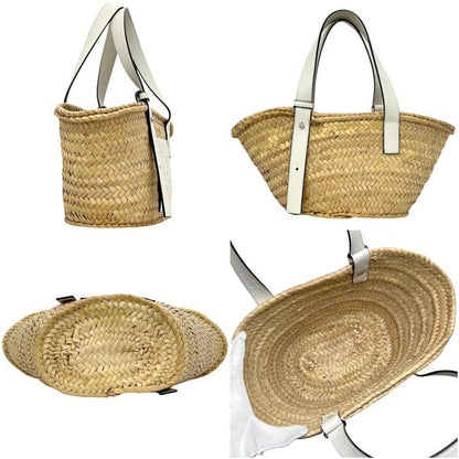 Loewe Bag Basket Bag Small Anagram Raffia Palm Leaf Calfskin Natural White Beige — view 2