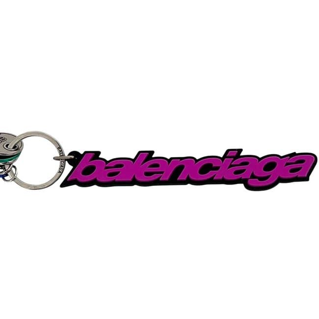 Balenciaga Key Ring Biker Rubber Metal Pink Charm Key Holder Eiffel Tower — view 4