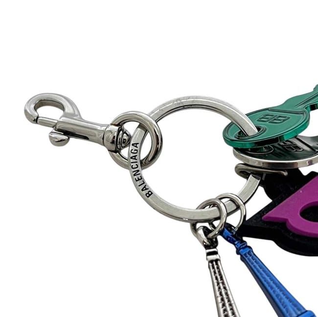 Balenciaga Key Ring Biker Rubber Metal Pink Charm Key Holder Eiffel Tower — view 5