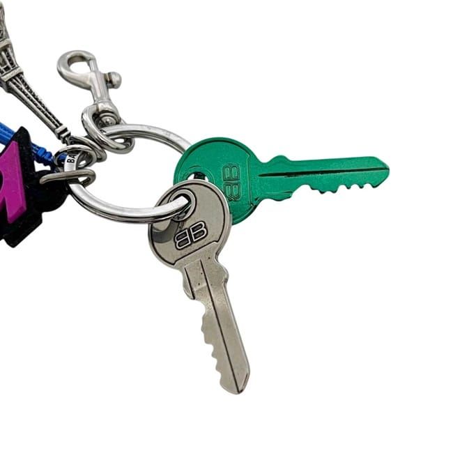 Balenciaga Key Ring Biker Rubber Metal Pink Charm Key Holder Eiffel Tower — view 7