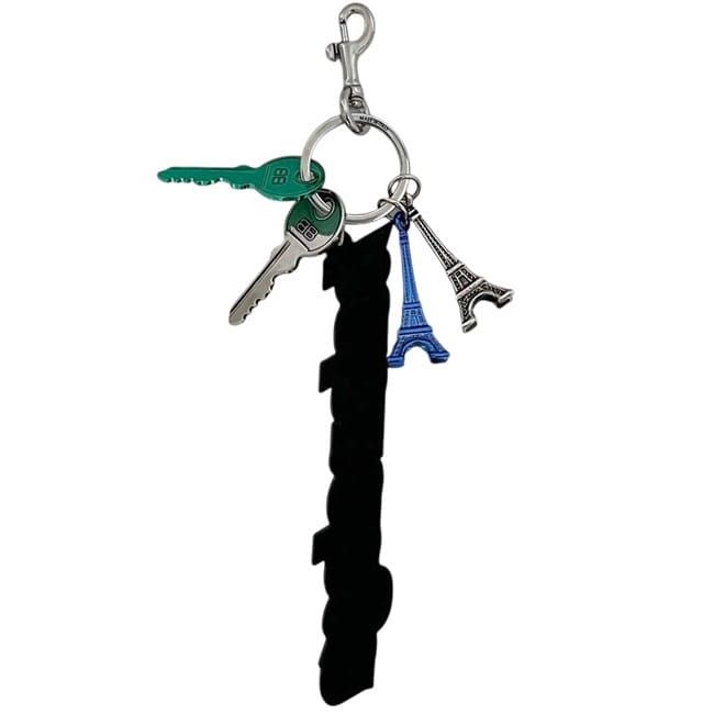 Balenciaga Key Ring Biker Rubber Metal Pink Charm Key Holder Eiffel Tower — view 2