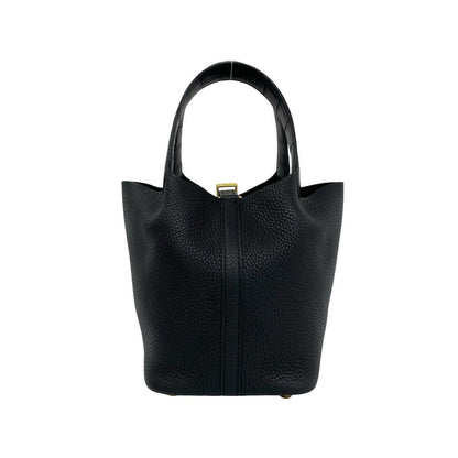 Hermes Picotin Lock Touch PM Taurillon Clemence Leather Tote Bag Black — view 3