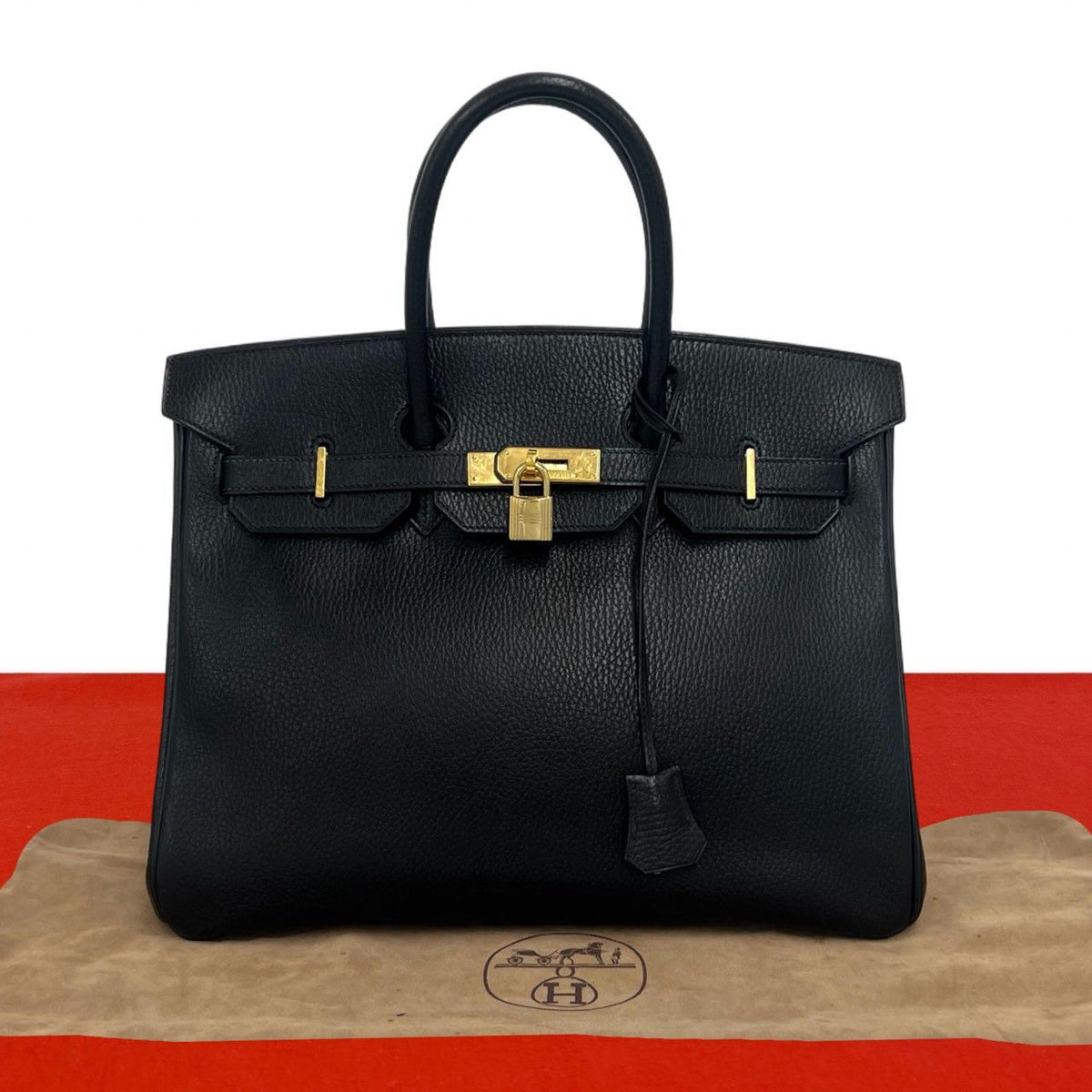 Hermes Bag with Key Vintage Birkin 35 Ardennes Leather Handbag Business Bag